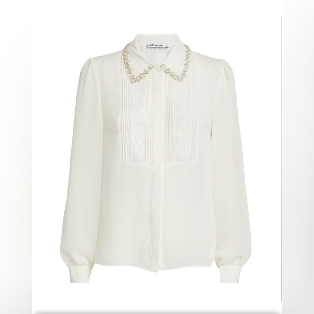 Self-Portrait Chiffon Rhinestone Detail Top size 10